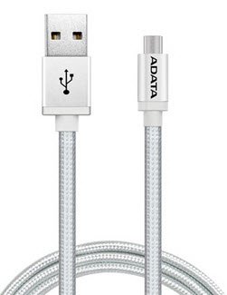 câble MicroUSB TO USB réversible 2,4A tressé blanc